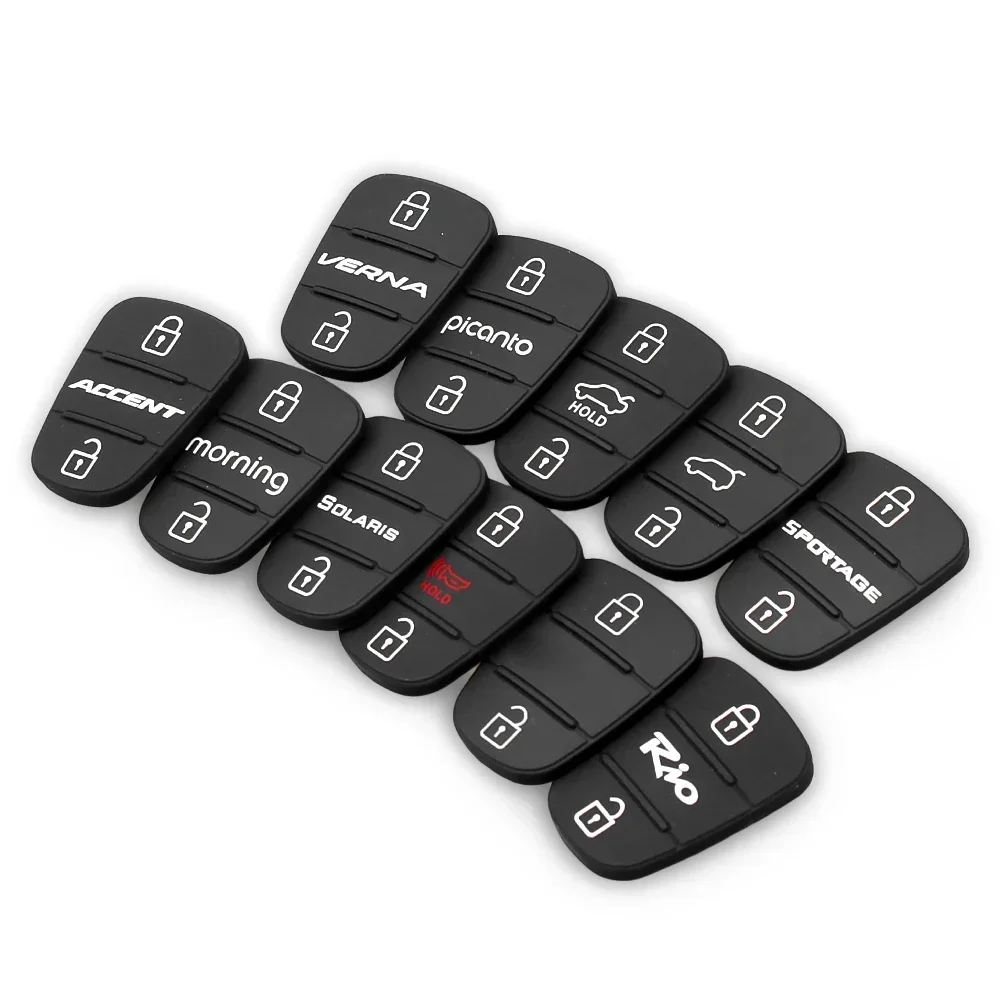 KEYYOU Rubber Button Pads 3 Buttons For Hyundai Picanto Solaris RIO Sportage  Kia Verna Flip Folding Car Key Shell Case