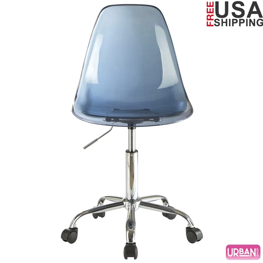 

Adjustable Height Acrylic Office Chair with Metal Frame and Wheels Home or Office Use Stylish Clear Design