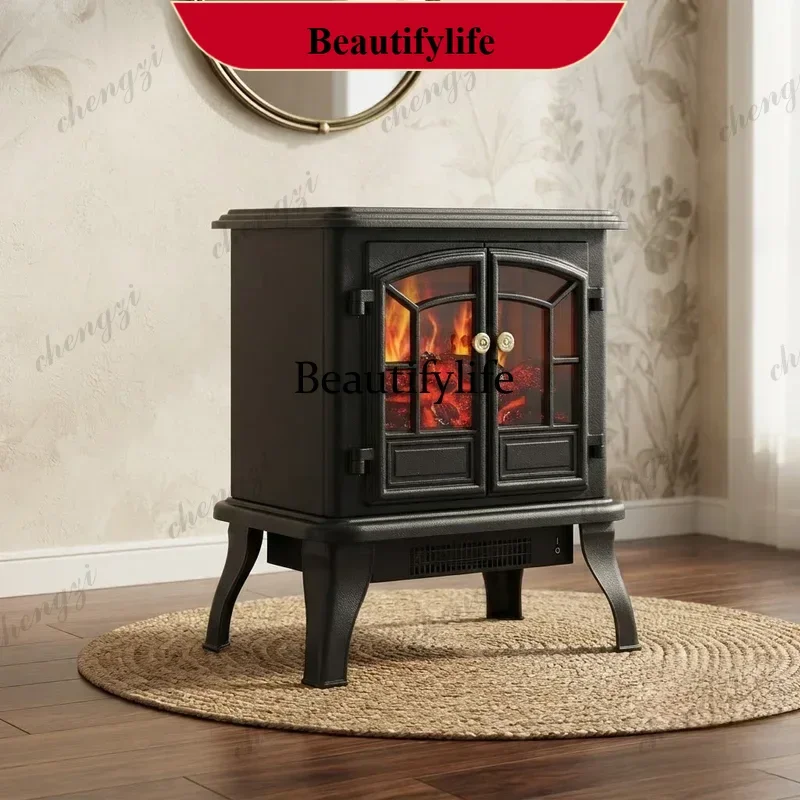 Creative Household Fireplace Heater European Style Imitation Fire Log Stove Compact Decor for Apartment Bedroom Efficient a95