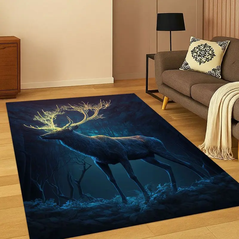 Dreamy Cute Deer Elk Cartoon Carpet Rug for Bedroom Living Room Sofa Playroom Doormat Home Decor,Kid Game Area Rug Non-slip Gift - view 5
