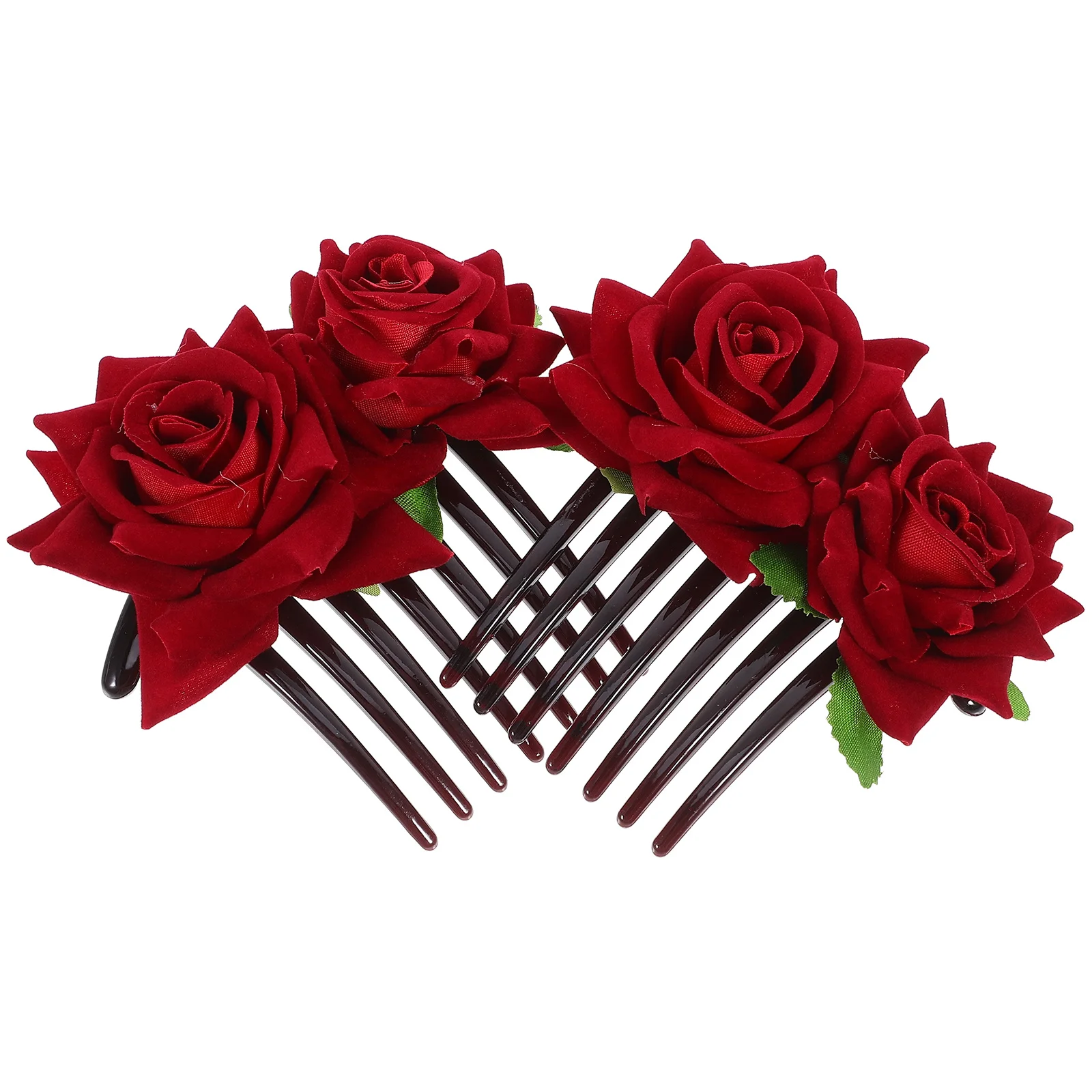 

2Pcs Realistic Rose Flower Hair Comb Bridal Accessory Elegant Bun Clip for Wedding and Evening Parties Wedding Hair Comb