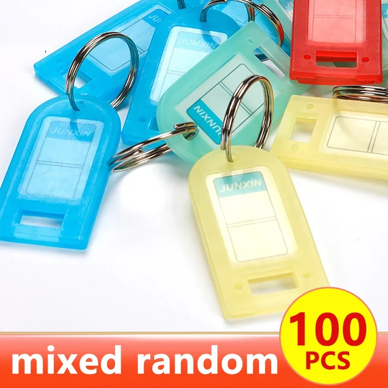 1/100 Pcs Multicolor Plastic Keychain ID Label Tags in 4 Colors - Ideal for Luggage Hotel Use & Number Classification Key Rings
