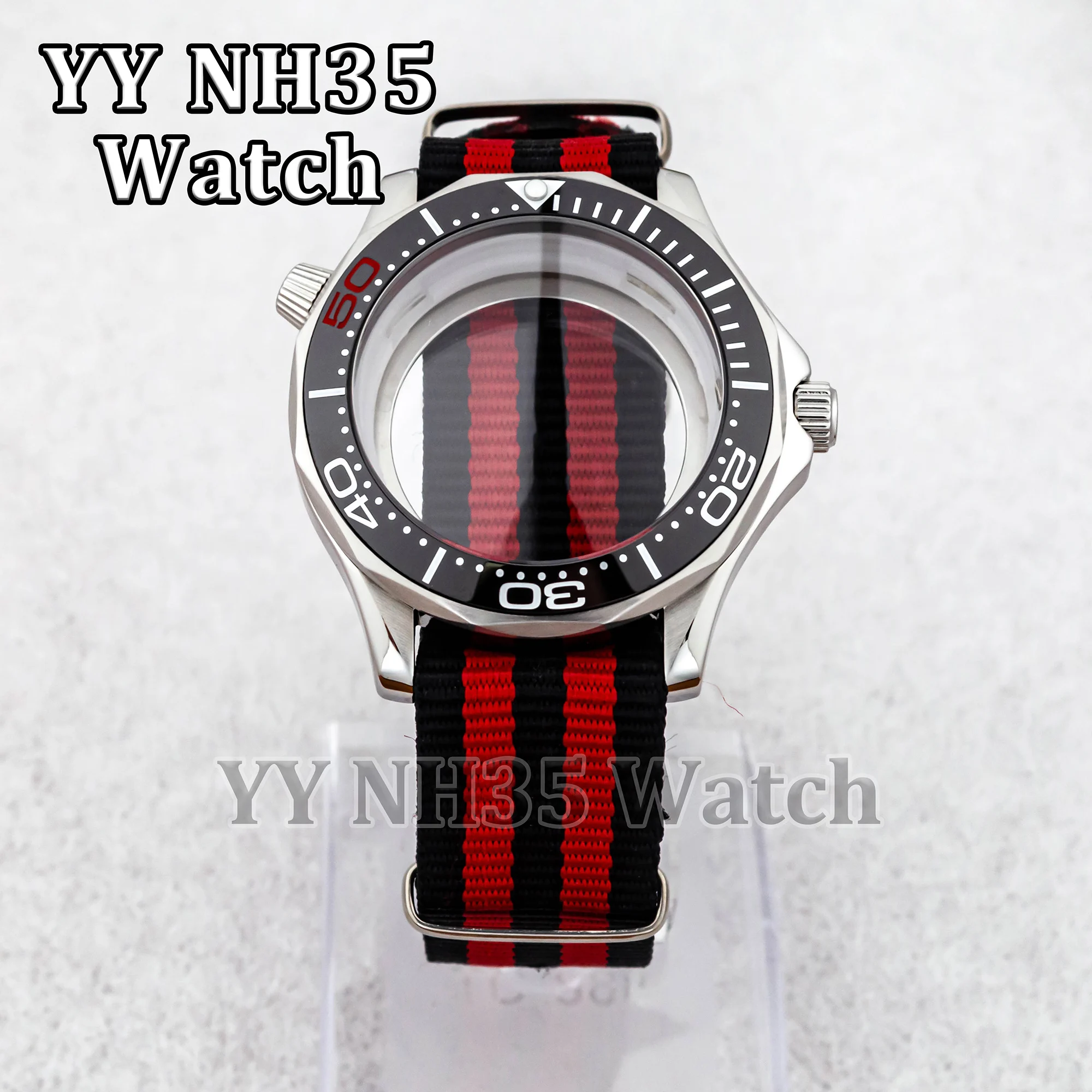 

41mm NH35 Case Nylon Watchband for Seamaster 300 Stainless Steel 10ATM Waterproof Watch Case 20mm Strap fit NH35/NH36 Movement