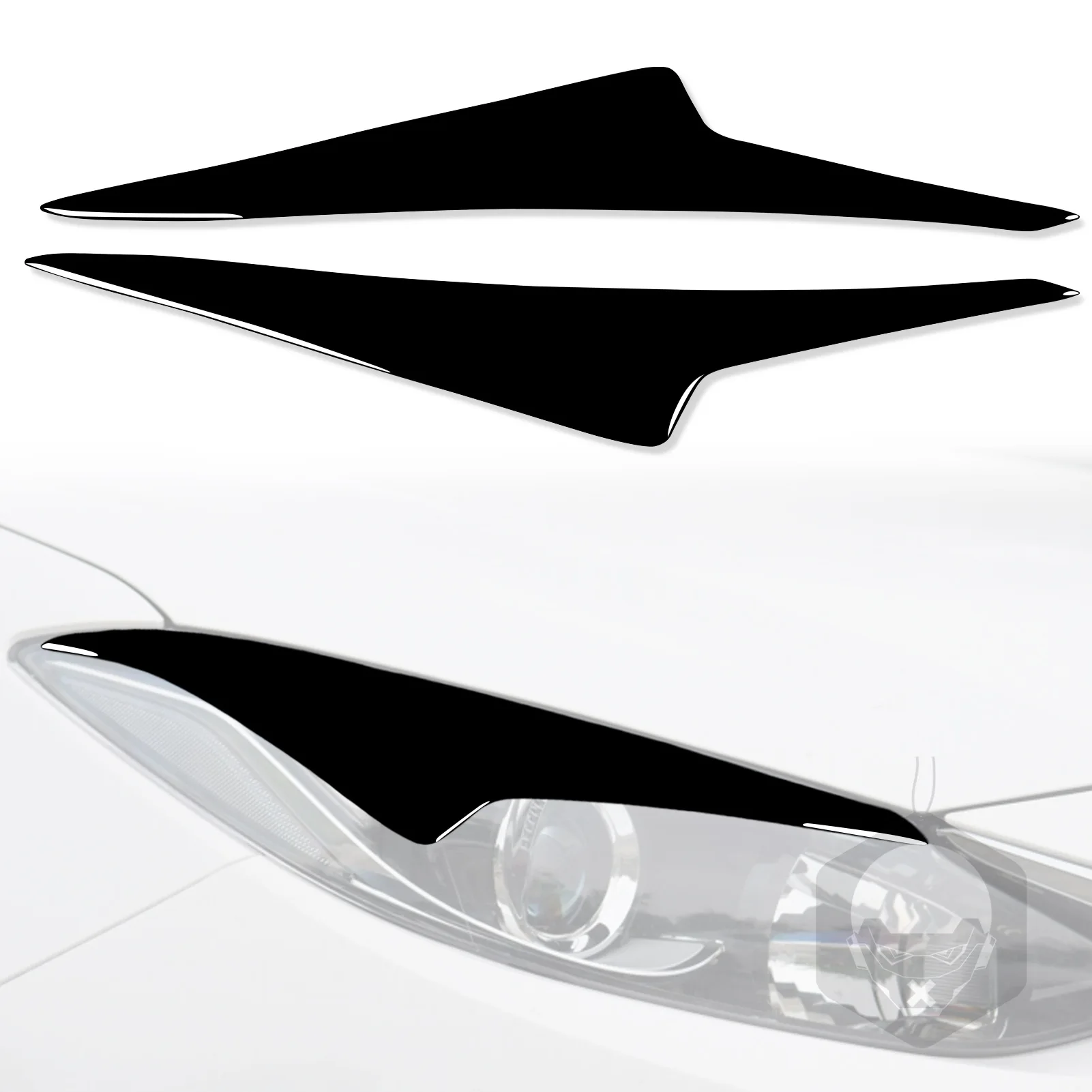 Piano Black Car Front Headlight Eyelid Eyebrow Cover Trim Sticker For Mazda 3 Axela 2014-2016