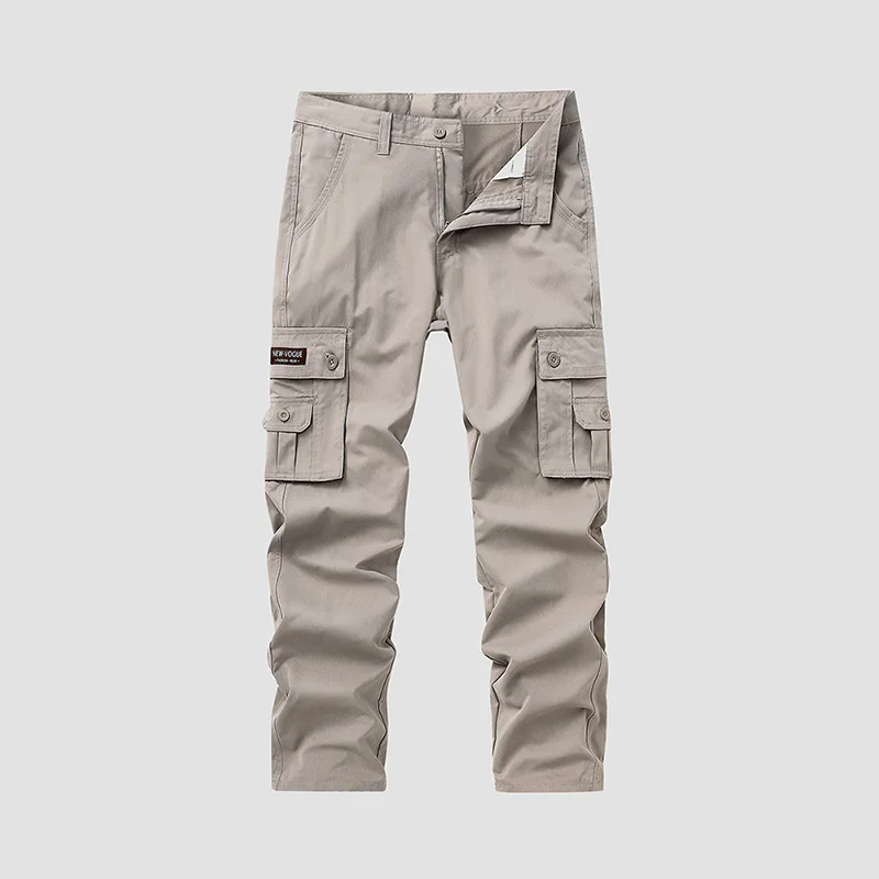

Мужская одежда, карманы на молнии, высокая талия, пуговицы, однотонные спортивные штаны-карго, модные весенне-осенние винтажные длинные брюки JJ877