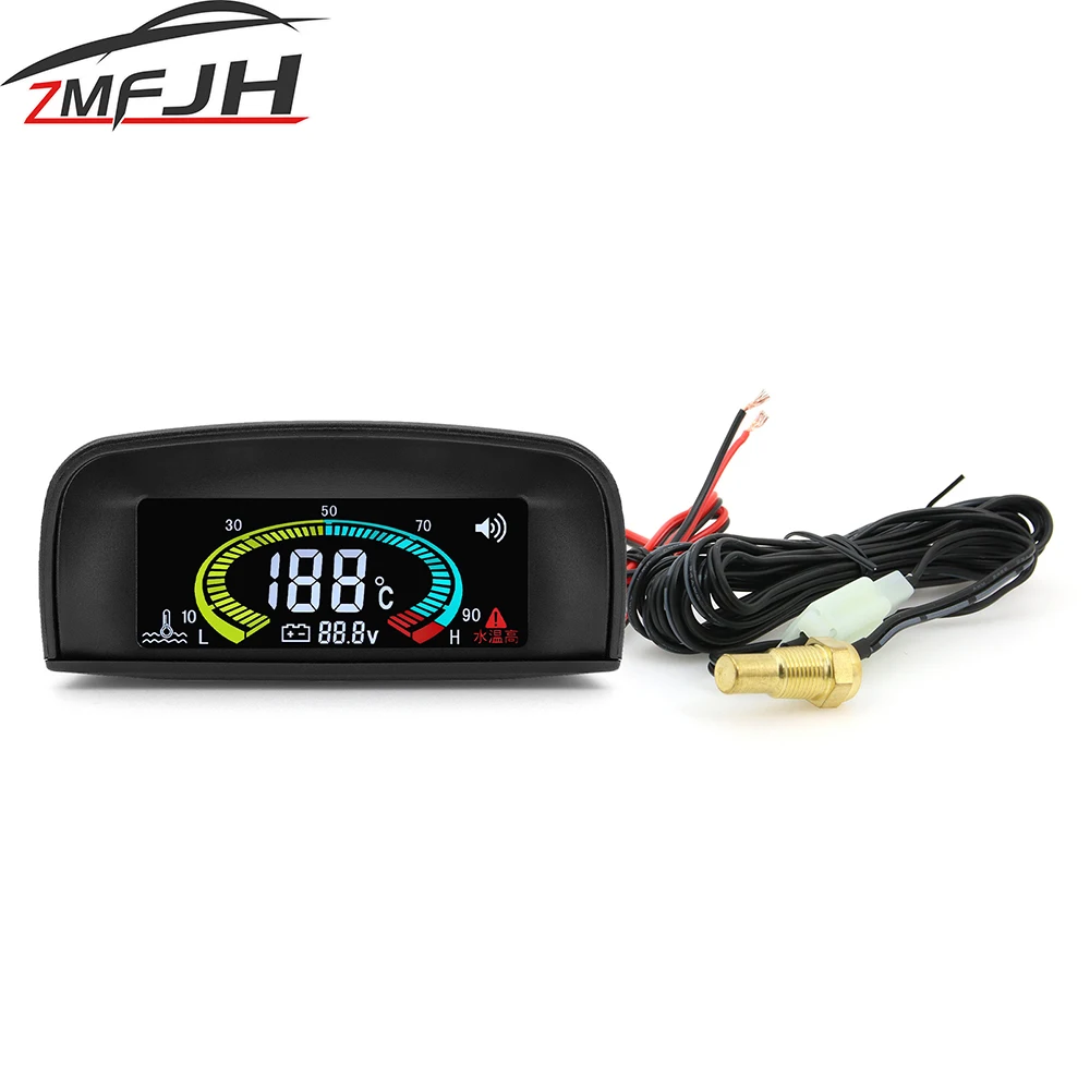 

Car Truck Water Temperature + Voltmeter 2 In 1 LCD Display Gauge With Sensor Universal Water Temp Voltage Meter Customized