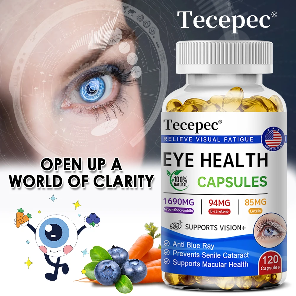Tecepec Eye Vitamin and Mineral Supplements Protect Vision, Prevent Myopia, Relieve Eye Pressure, Fatigue and Dryness