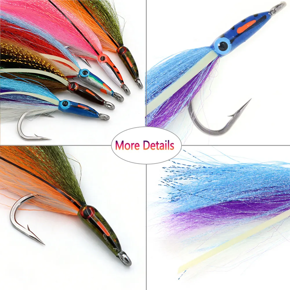 6/0 Leuchtender UV 5,89 Zoll Langer Mund Großer Köderfisch Streamer Fliege mit Epoxid 3D Fischaugen für Hecht, Meer, Tarpon, Salzwasser-Angelköder – Detail 5