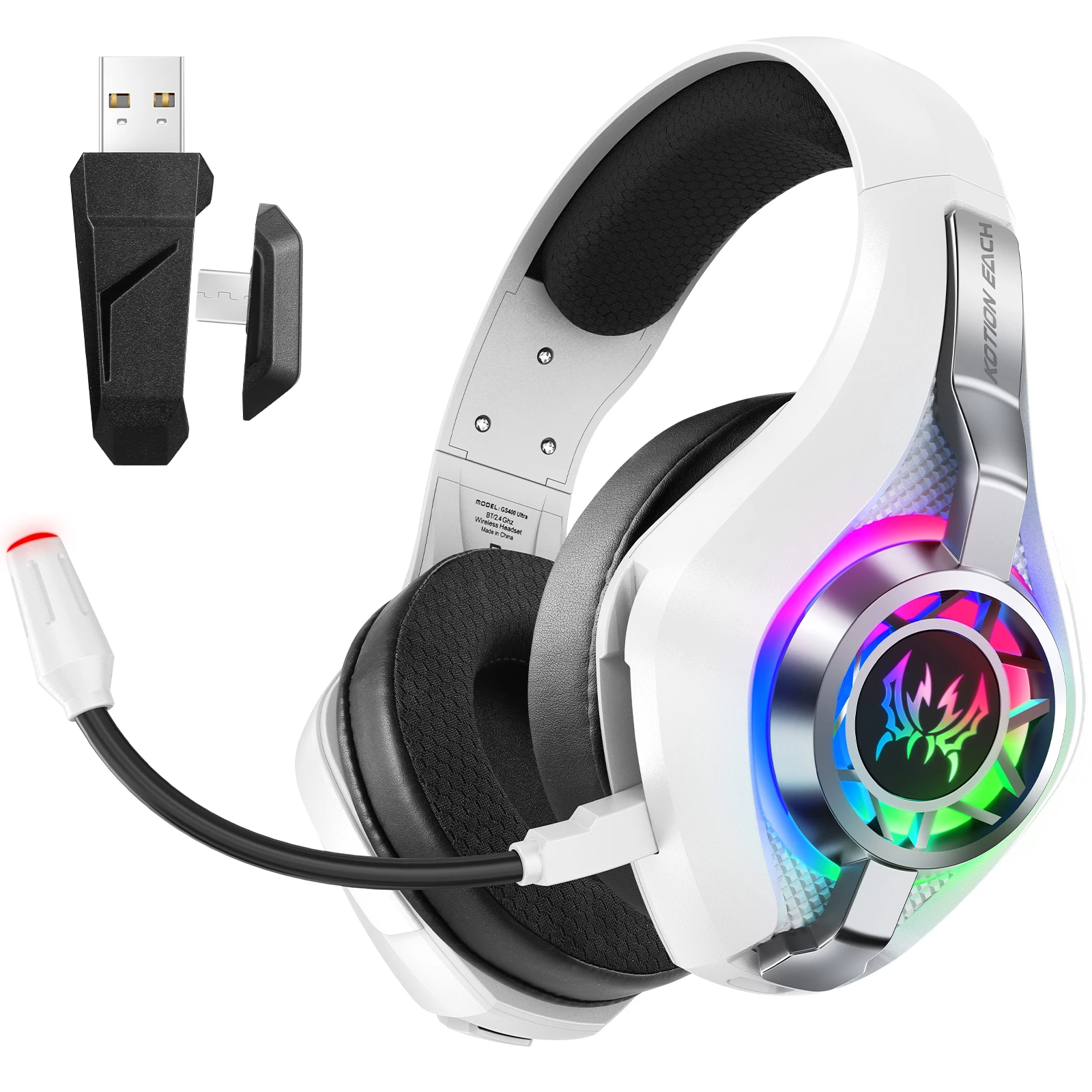 سماعات رأس ستيريو للألعاب Gs400 سلكية مع ميكروفون وإضاءة LED وإلغاء الضوضاء لجهاز Ps5 Ps4 Pc Xbox One Switch