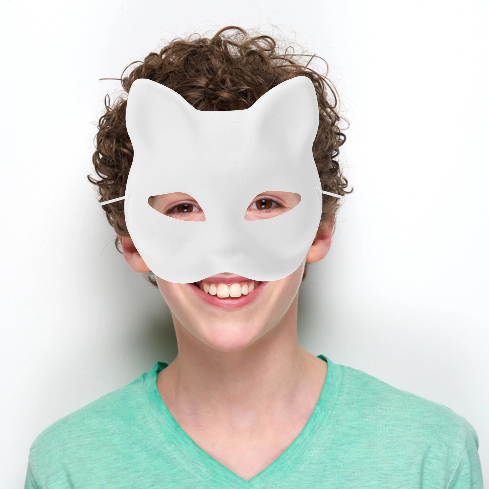 6 個の白い DIY マスク ペイント可能な紙製フェイスマスク 手描きの空白のマスク 子供用パーティー活動セット