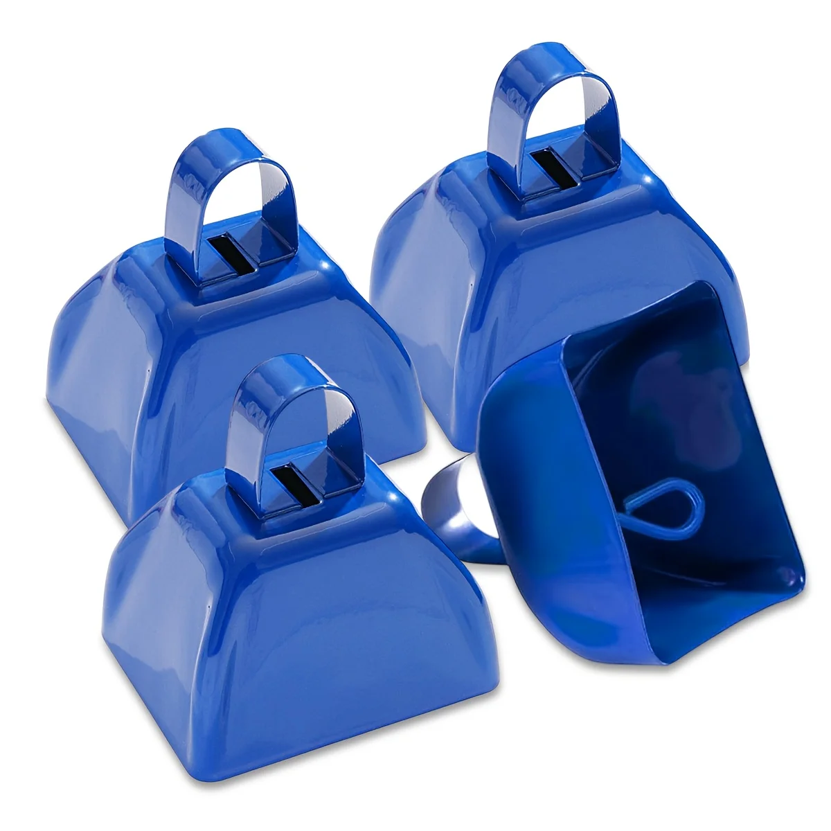 4 Pack Metal Cowbells with Handle, 3 Inch Cow Bells for Sporting Events, Cheering, Spirit, Loud Cow Hand Percussion Cowbells