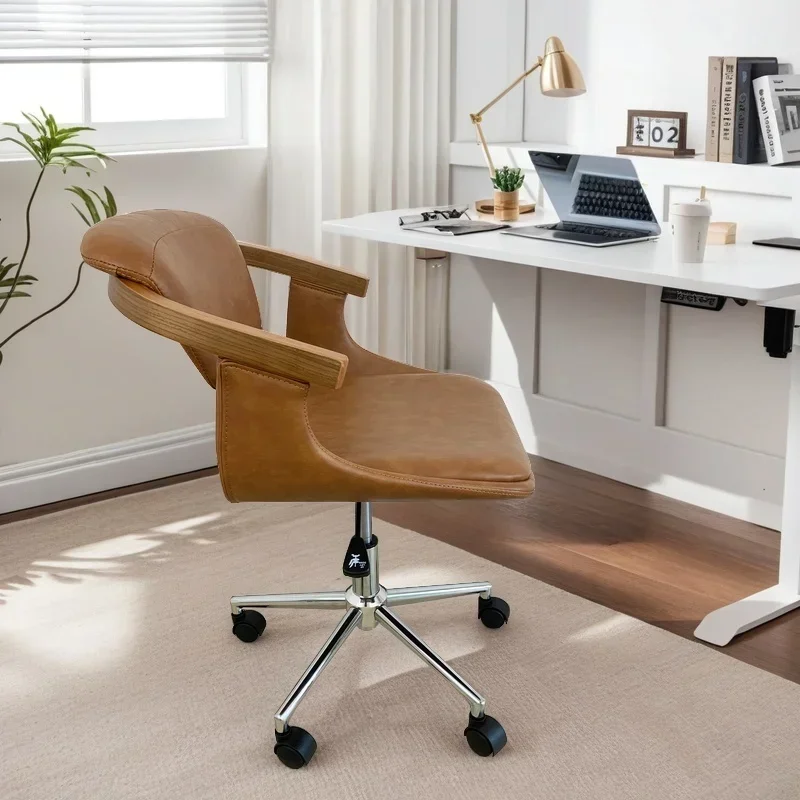 Ergonomic Home Office Chair Mid-Century Modern Study Desk Seat Swivel Base Armchair All-Day Comfort for Computer Chair