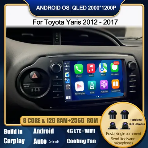 Android 15 For Toyota Yaris 2012 2013 2014 2015-2017 Car Radio Multimedia Player Auto Wireless Carplay DSP NO 2Din DVD