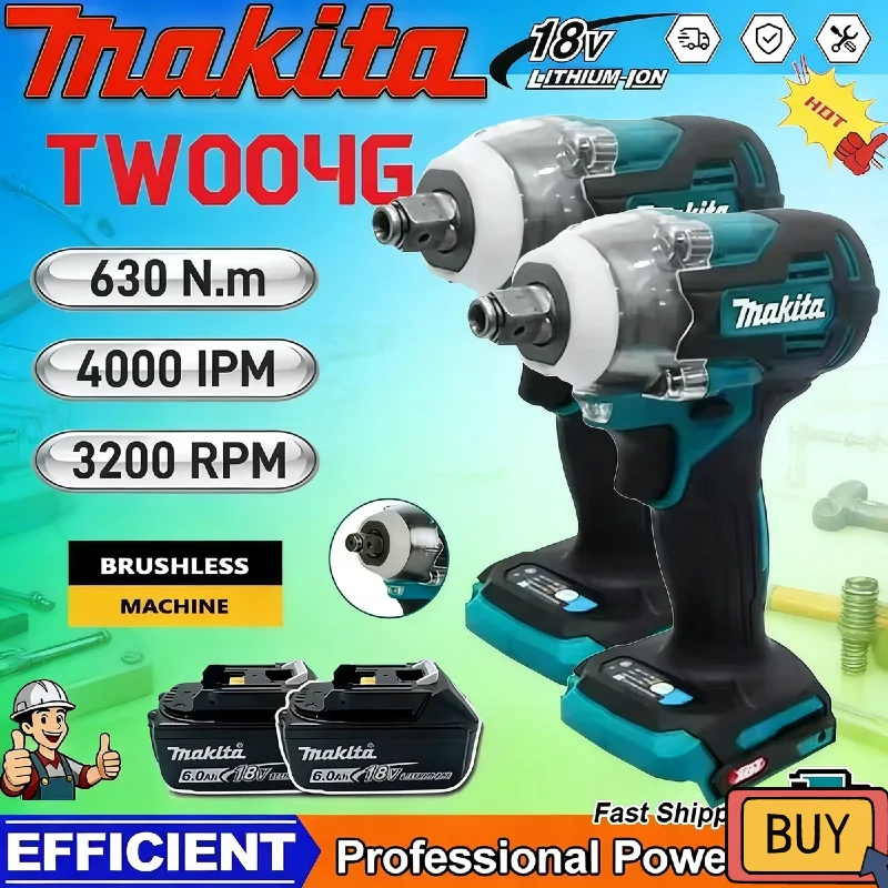 

Аккумуляторный бесщеточный шуруповерт Makita TW004G 630 Н·м, электрическая отвертка, дрель-шуруповерт, 18В - 20В, с аккумулятором