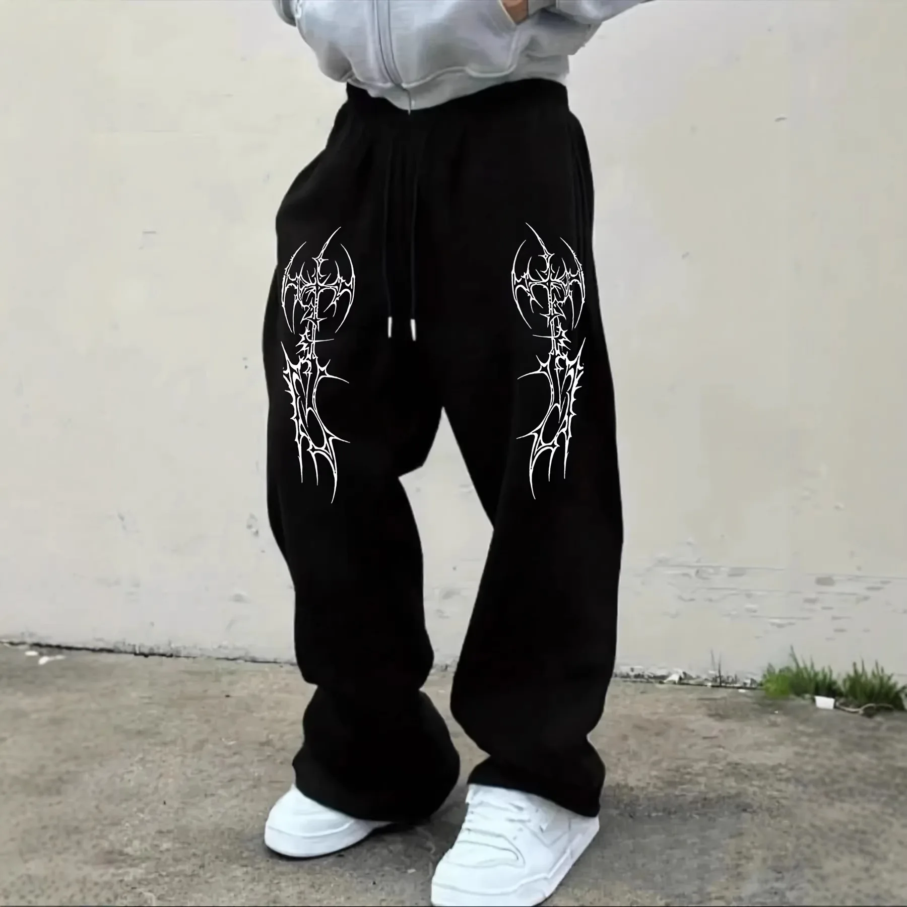 Spring Autumn Dark Gothic Print Straight Sweatpants Unisex Casual Sports Pants S-3XL