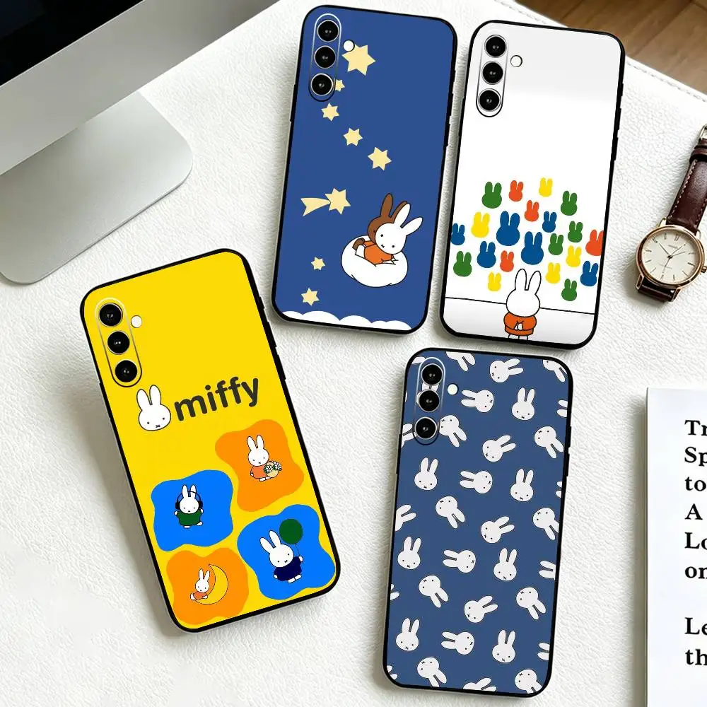 Cute M-Miffy Rabbit Kawaii  Phone Case For Samsung Galaxy A73,A72,A71,A70,A53,A52,A51,Soft Silicone Black Cover