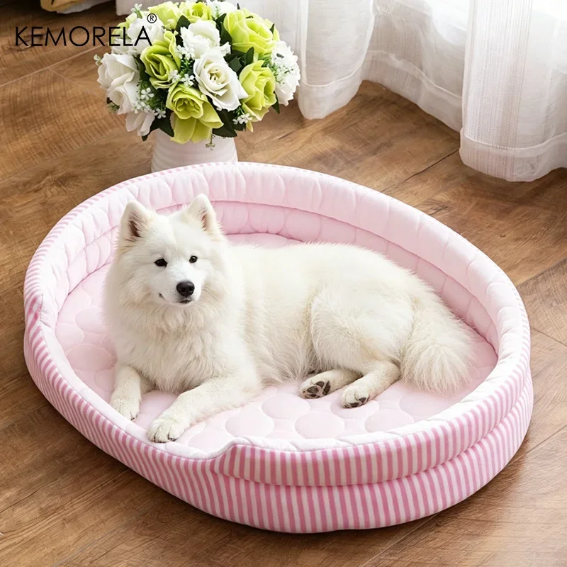 Summer Cooling Dog Bed Ice Thread Mat Geometric Circular-Patterned Cat And Dog Sleeping Mat Comfortable Breathable Pet Mat
