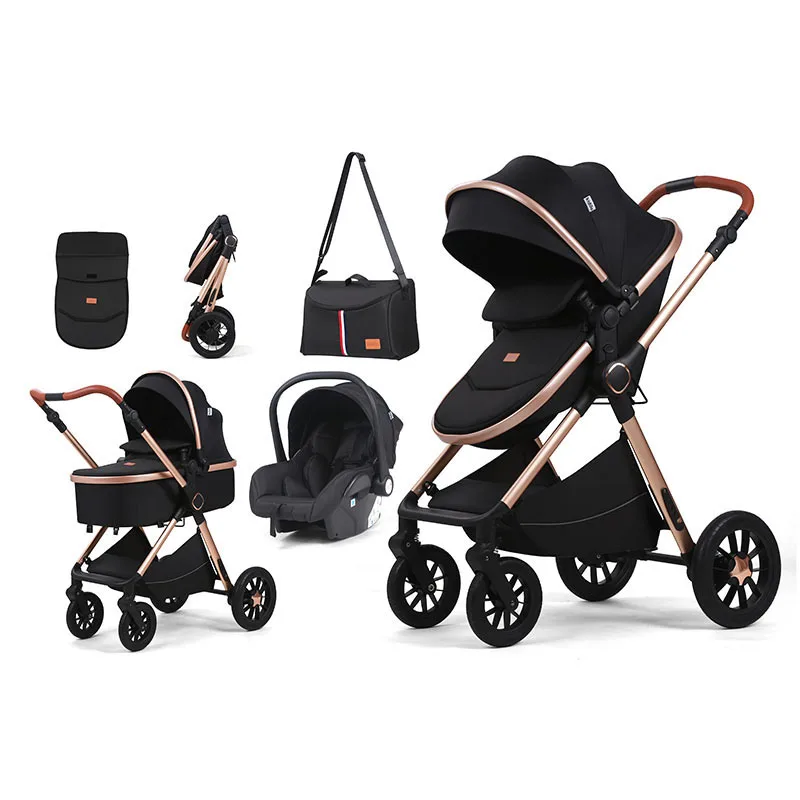 Luxury Carriage Stroller Baby Kinderwagen Foldable Multifunctional Baby Stroller Can Sit Or Lie Down Pram 3 In 1 With Car Seat