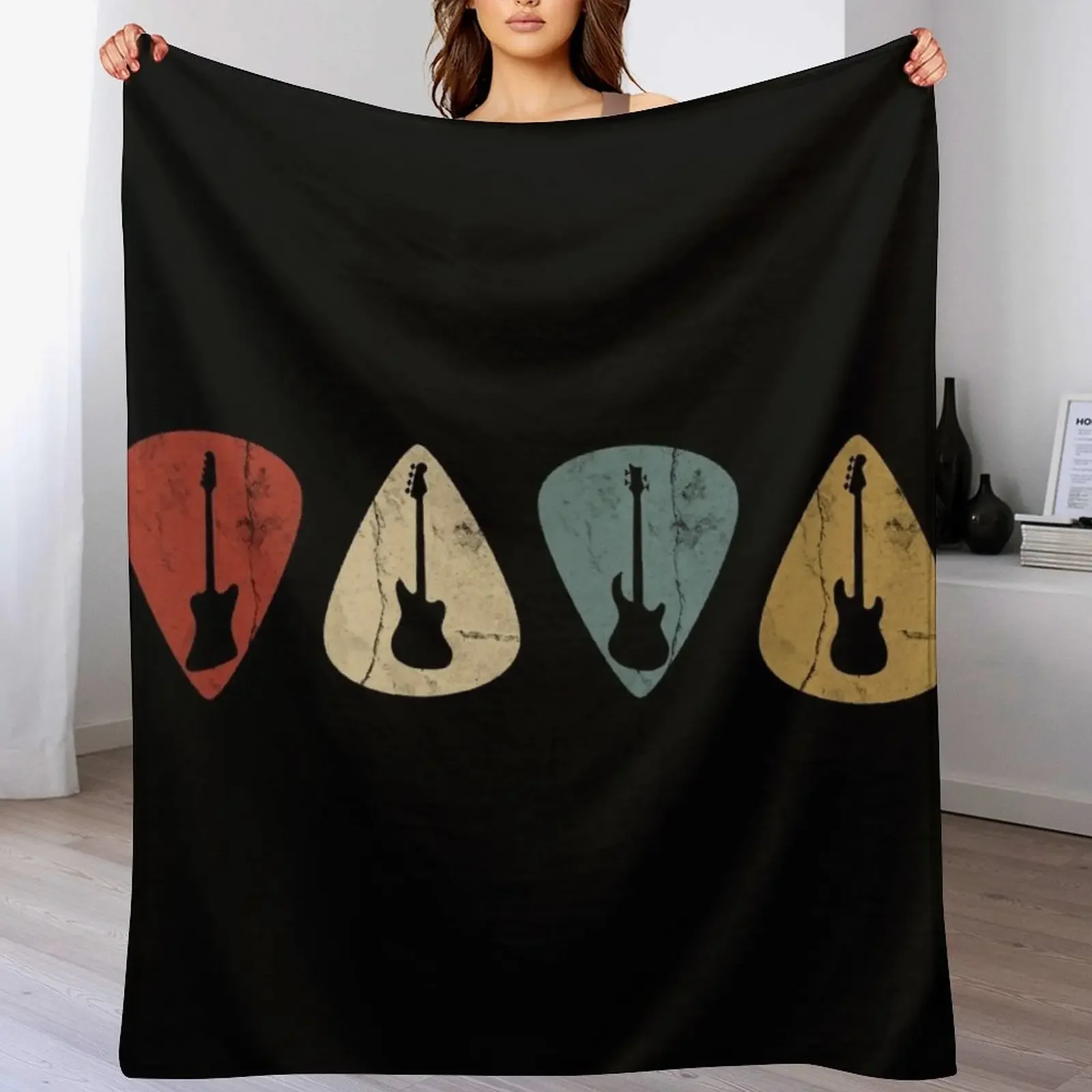 Bass Guitars Picks Retro Throw Blanket Single Blankets For Bed Warm christmas decoration Blankets