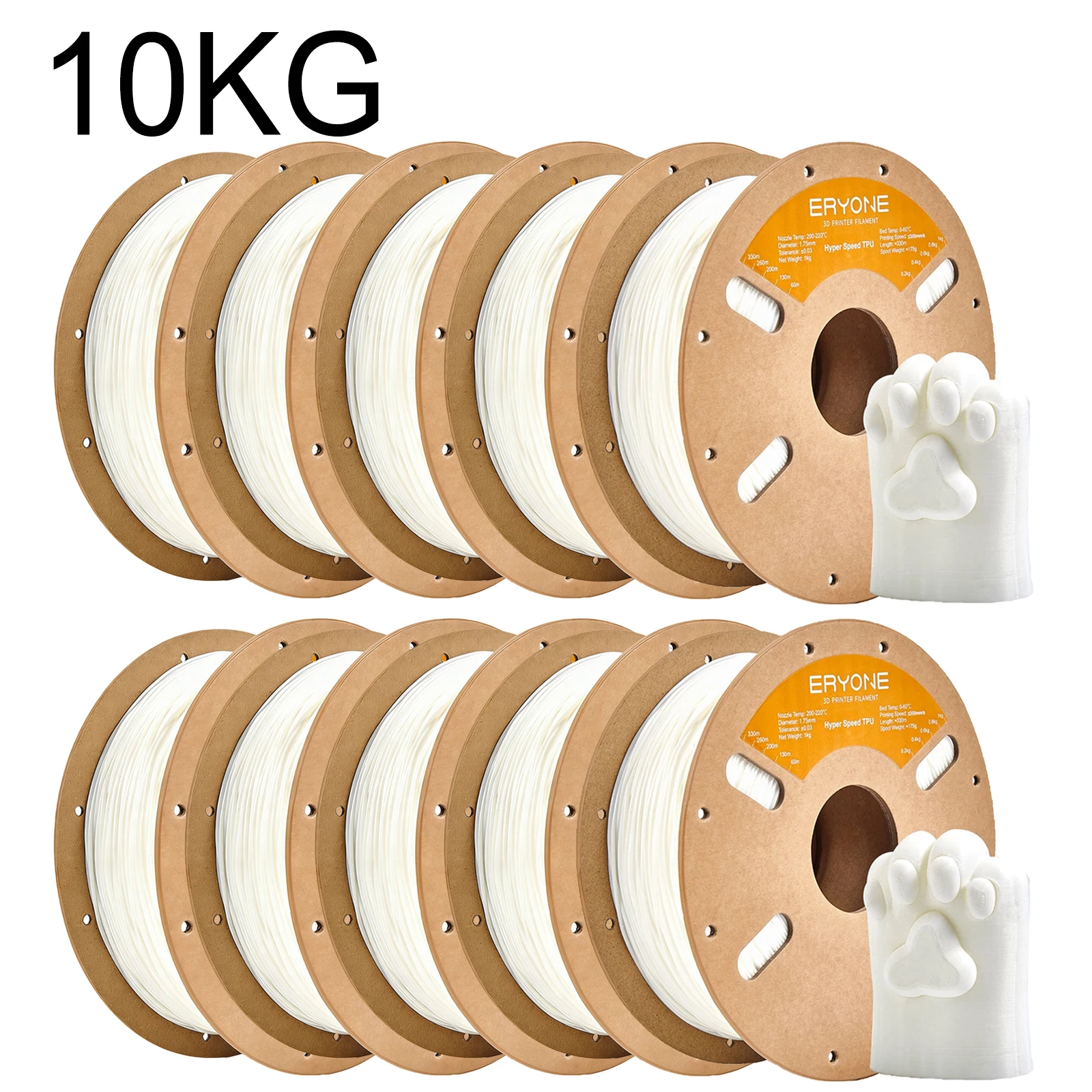 ERYONE 10KG High Speed TPU 95A 3D-printerfilament 1.75mm, snel printend flexibel filament, slijtvast 1kg spoel
