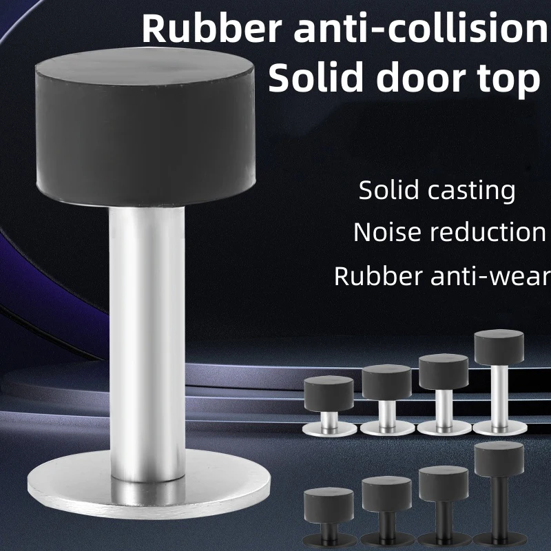 

Rubber Anti-collision Door Stop Stainless Steel Round Door Stop Safety Home Door Stop Cylindrical Door Touch Free Punch