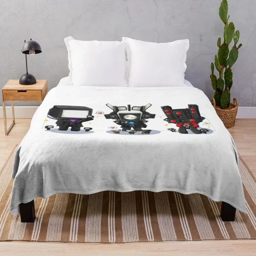 

Skibidi Toilet Chibi Throw Blanket Color Fast Cozy Throw Blanket