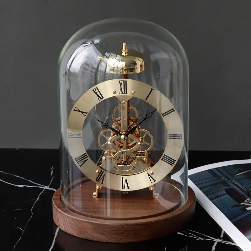 Black Walnut Solid Wood Luminous Lamp Holder Clock Machine Movement Home Hotel Villa Model Room Creative Decoration Desk Clock