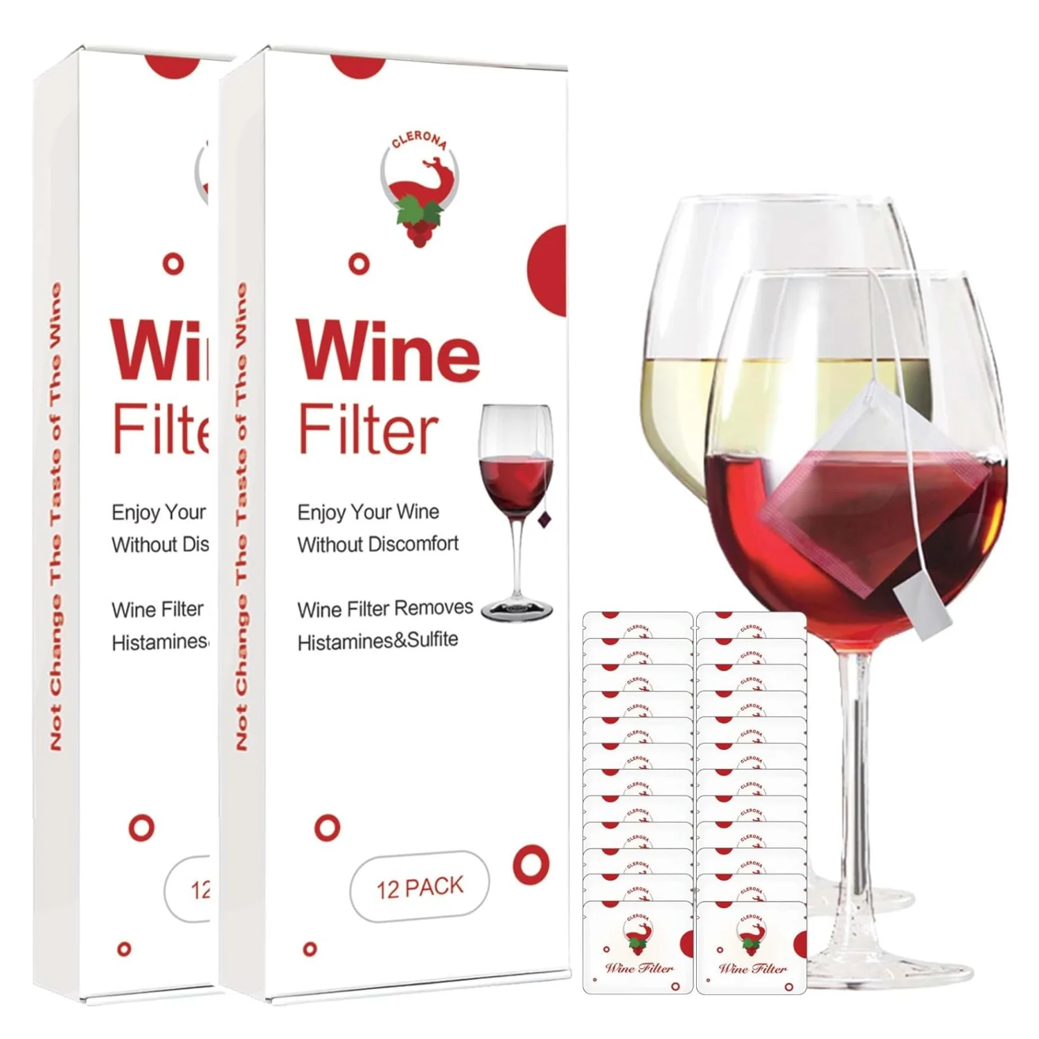 

24-piece wine filter Wine wand, removes histamine and sulfites, can relieve dizziness and headaches, prevent wine sensitivity