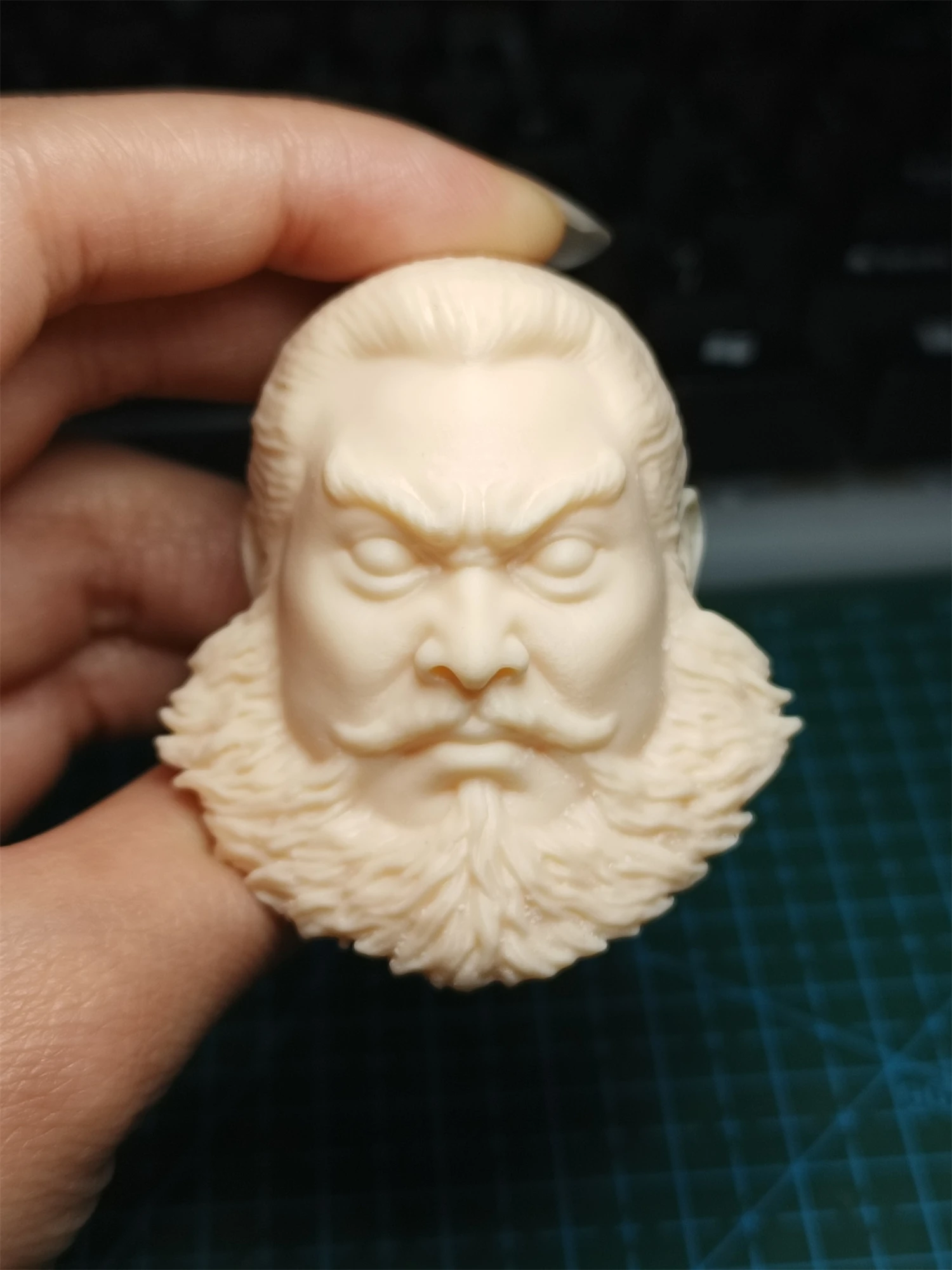 1/6 1/12 Scale Unpainted Zhou Cang Head Carved Water Margin Pi Lihuo DIY Action Figure Doll