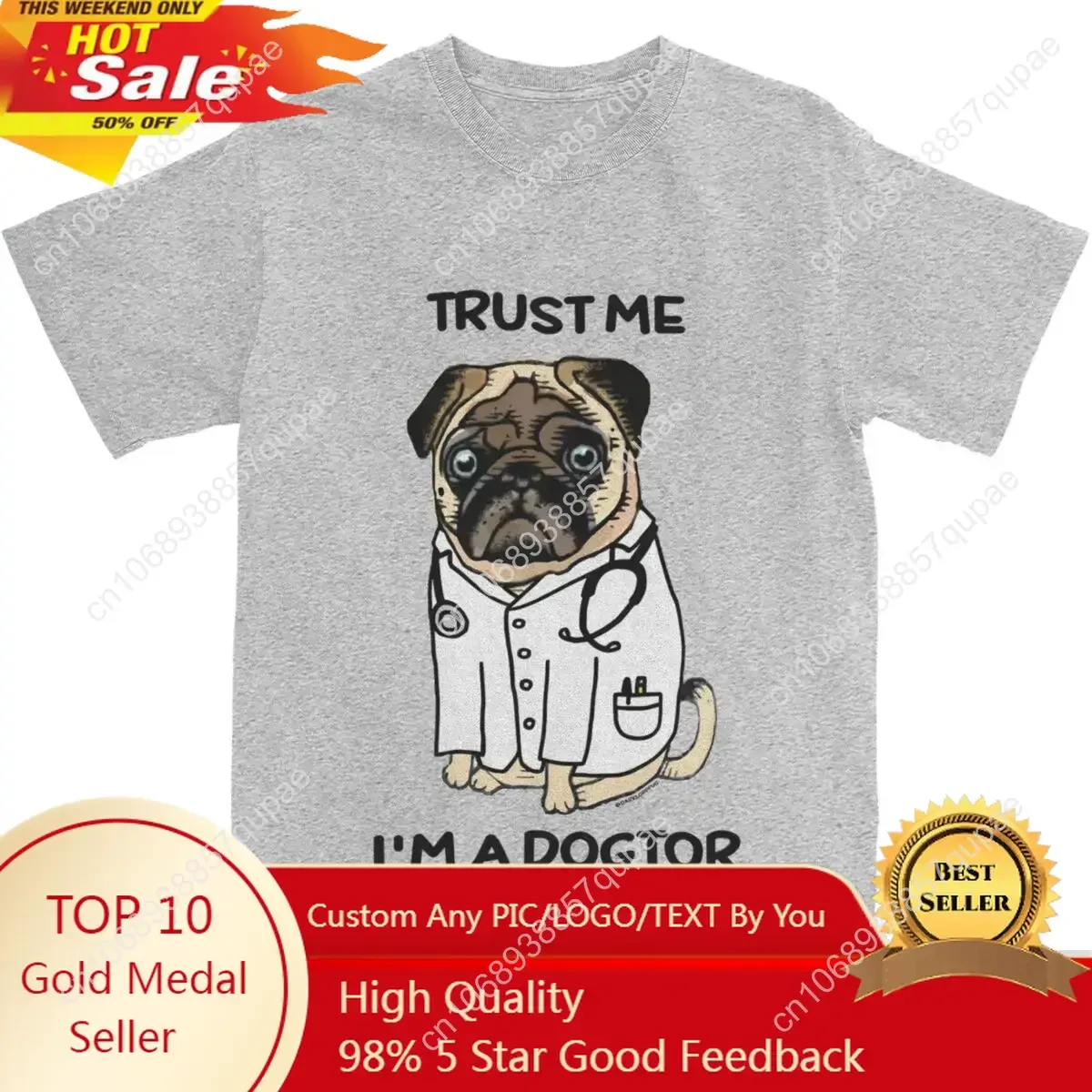 

Trust Me I'm A Dogtor Doctor Pug Men Women T Shirt Funny Pug Dog Puppy Tee Shirt T-Shirt 100% Cotton Adult Clothing