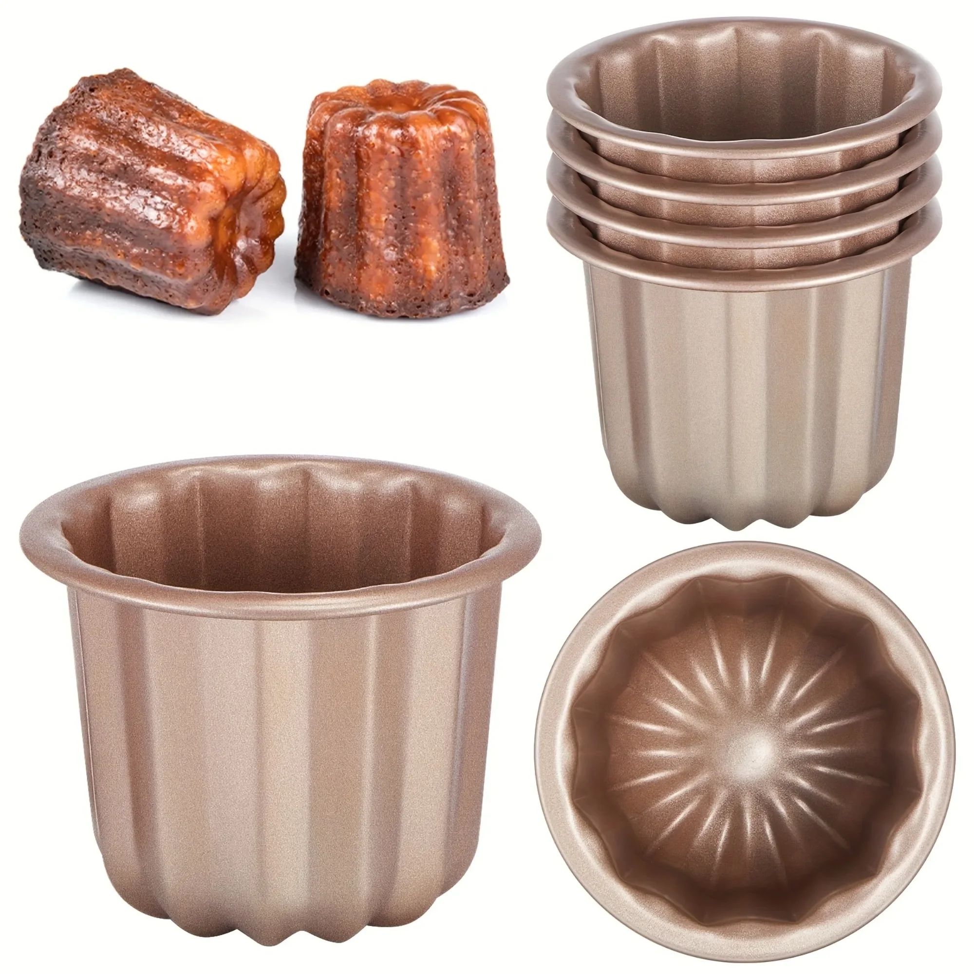Juego de 6 Moldes para Canele, Antiadherentes, de Aluminio, para Repostería Casera, para Cupcakes y Muffins, para Entusiastas de la Repostería, Utensilios Profesionales para Hornear, NUEVOS