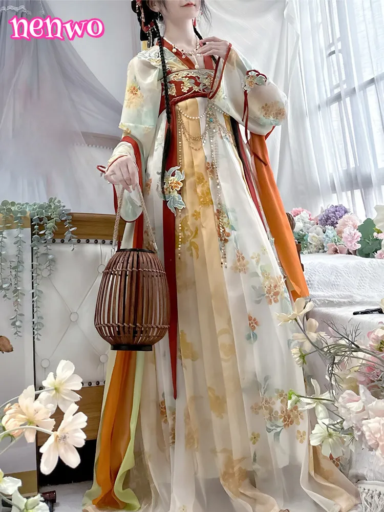 

Chinese Hanfu Dress Women Ancient Traditional Embroidery Printed Hanfu Dress Female Lolita Sweet Costume Party Hanfu Dress