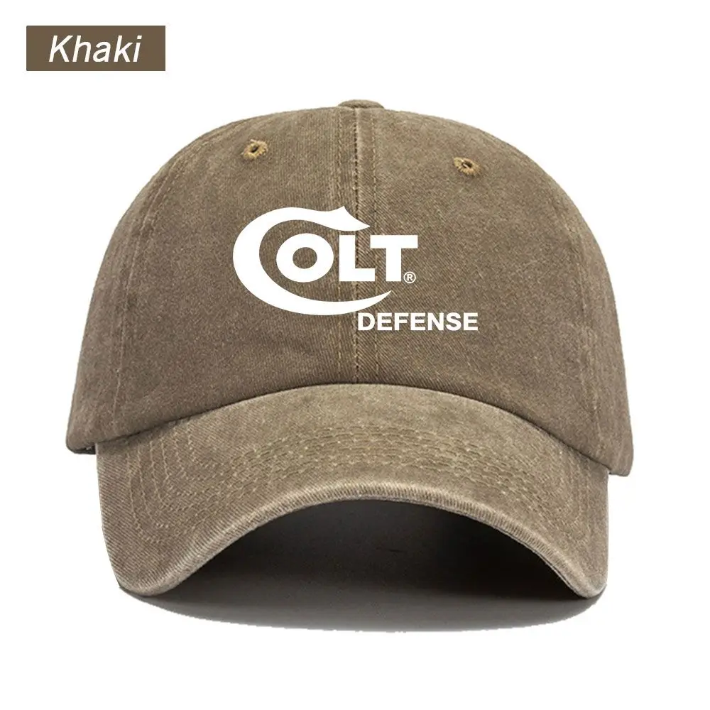 Vintage Washed Baseball Cap Colt Defense Print Graphic Unisex Streetwear Casual Trucker Style Summer Cotton Sun Hat