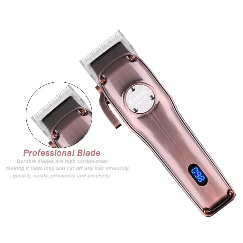 Kemei KM-9350 Adjustable LCD Display, Electric Hair Clipper, Carbon Steel Blade with Base