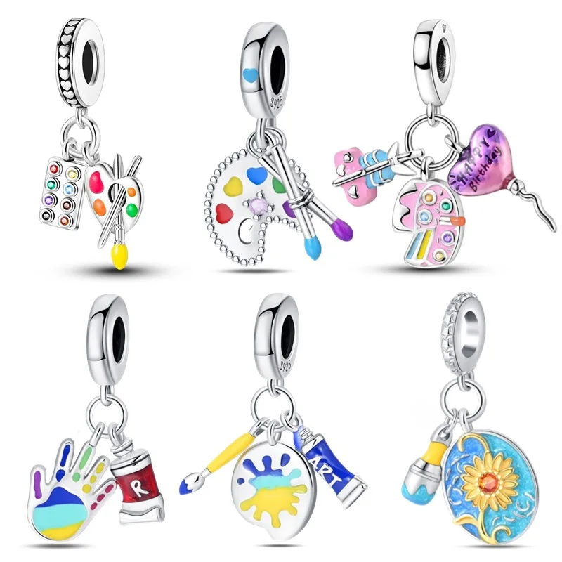 

100% Genuine S925 Sterling Silver Artist Series Pendant Fit Pan 3mm Bracelet DIY Beads Fashion For Women Jewelry Gift New In Hot