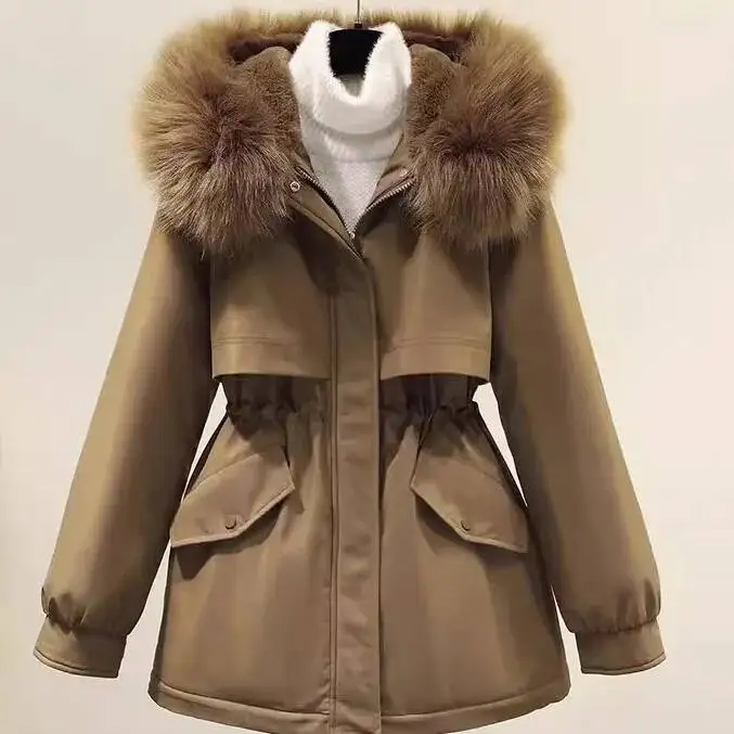 Abrigo Jaet cálido de invierno con capucha para mujer, ropa de abrigo de algodón de punto de corte holgado, longitud media, Sve Long