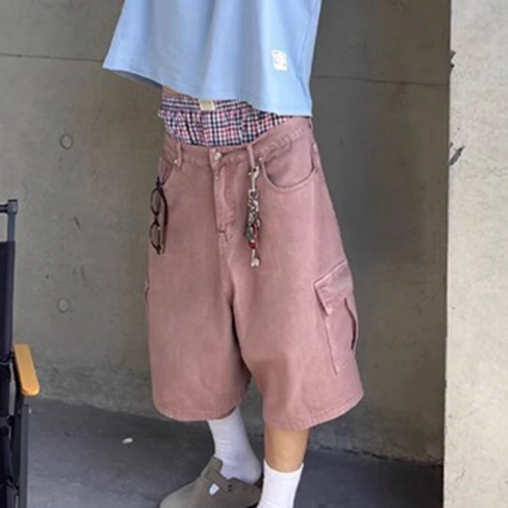 

Comfortable Wear For Skateboarding Men's Streetwear Shorts Loose Pocket Shorts Solid Color Summer Casual Shorts Vacation Wear