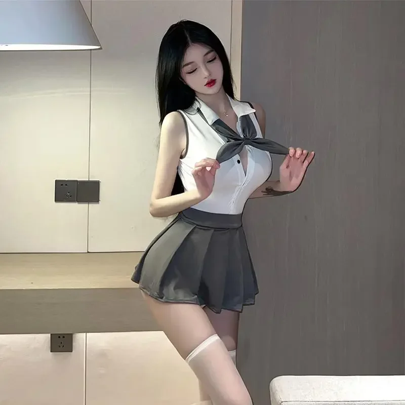Hot Sexy School Girl Uniform Donne Cosplay Costumi per studenti Lingerie esotica Gonna a pieghe Abiti Sesso Porno Giochi di ruolo Vestiti