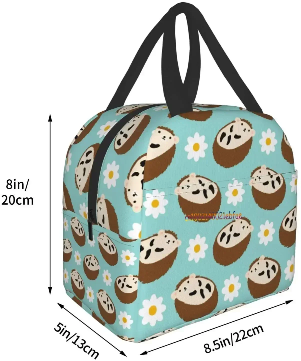 Bolsa de almuerzo azul con flores de erizos bonitos, caja de viaje, refrigerador Bento de trabajo, bolsa reutilizable, cajas de Picnic, contenedor aislado, bolsas de compras