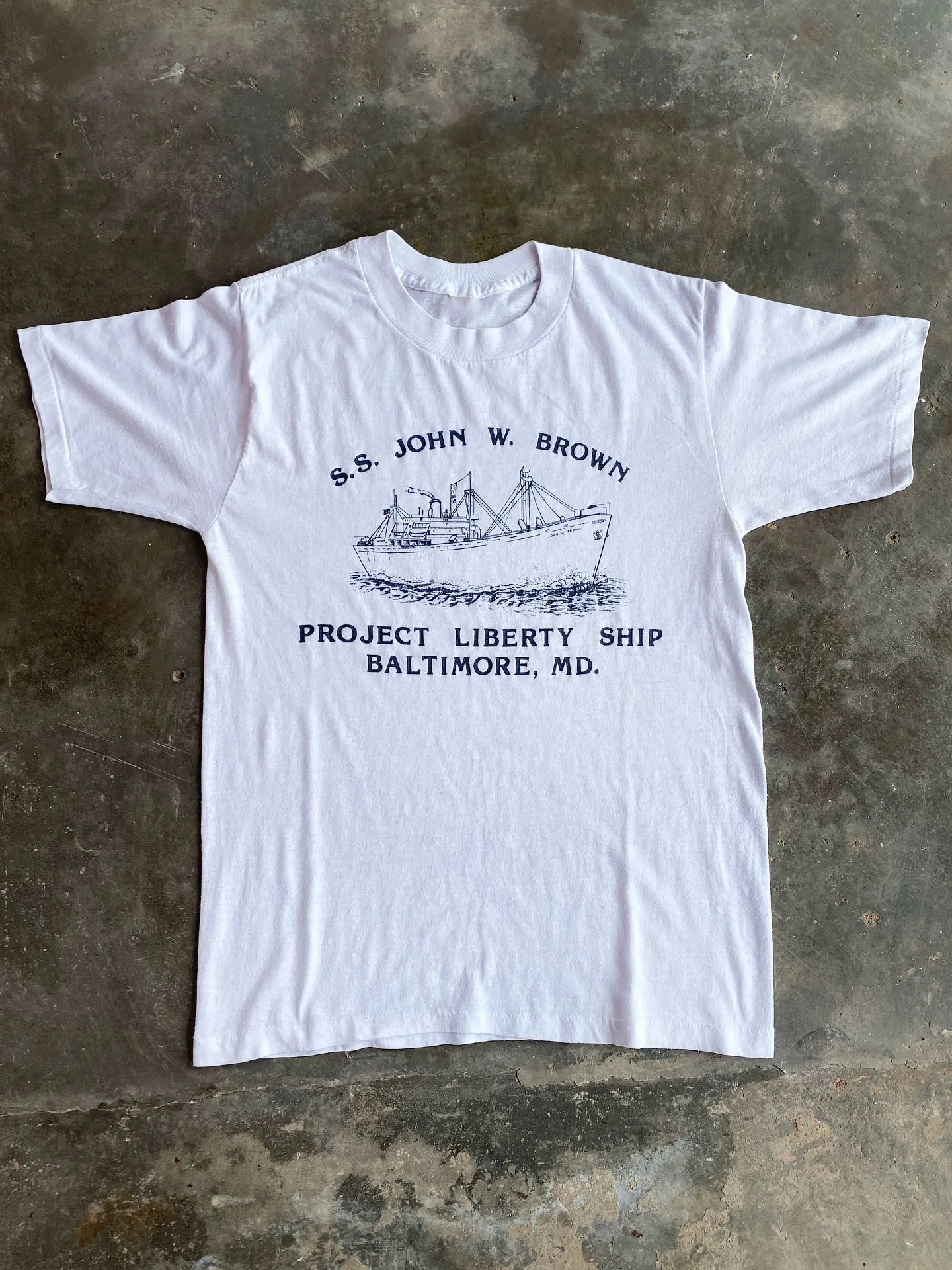 Retro Hand-Drawn Boat Line Sketch T-Shirt Short Sleeve Couple's Summer Contrast Color Cotton Breathable round Neck Men's Wome...