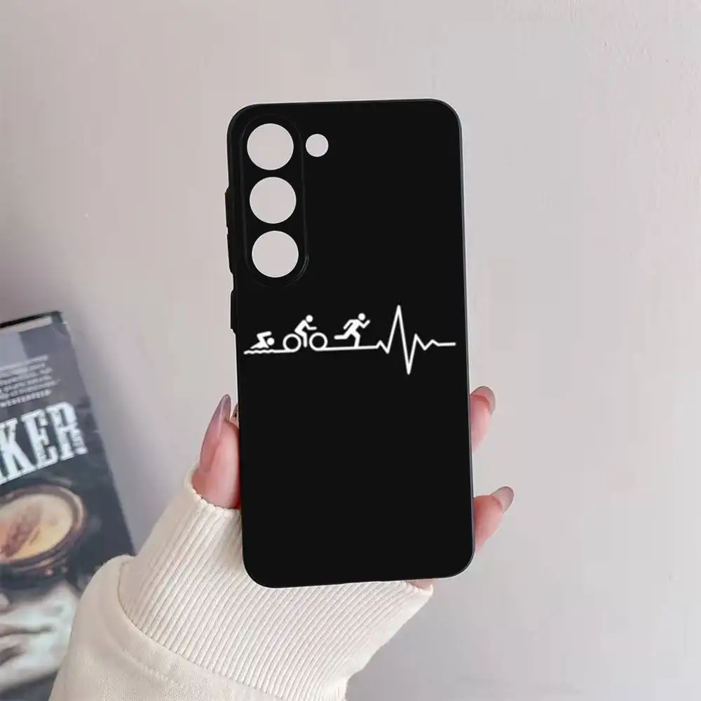 حافظة هاتف الترياتلون لهاتف سامسونج جالاكسي A73,72,51,53,52,71,22,5G,Note,J7,8,9 غطاء أسود ناعم