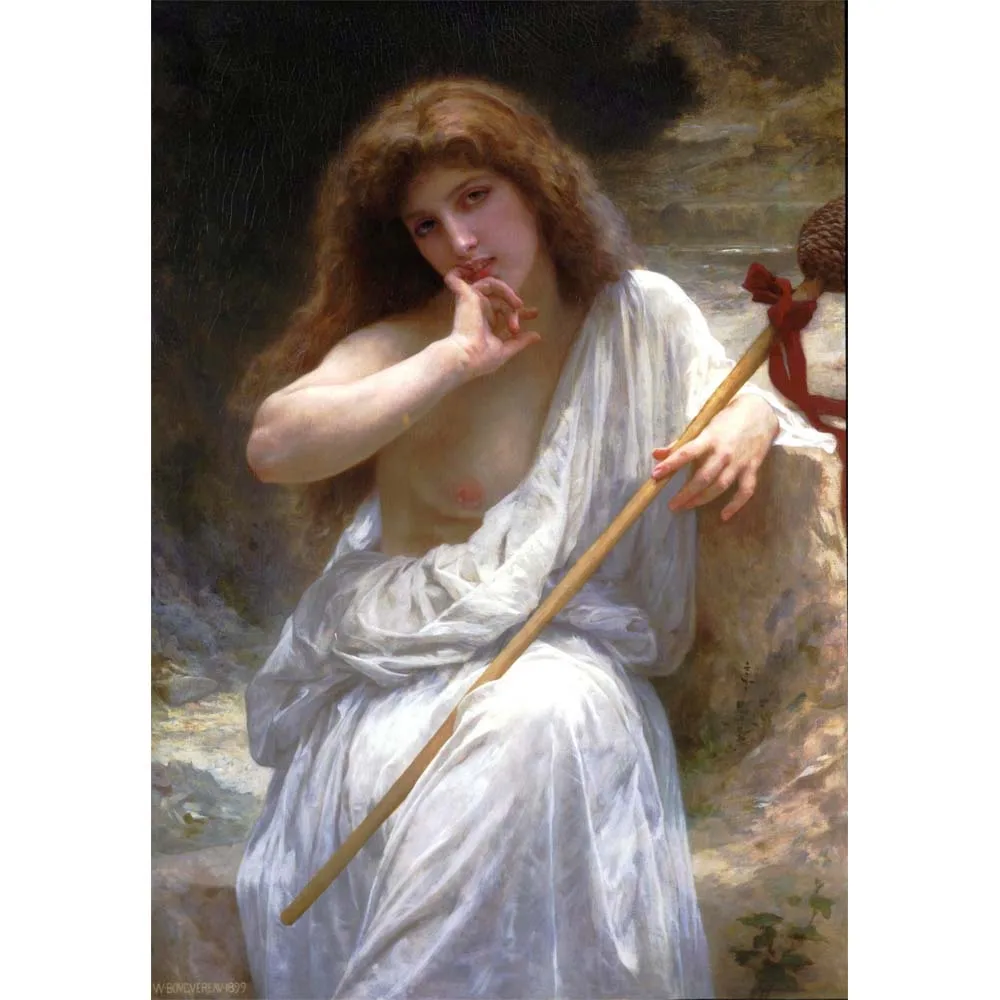 Hand-painted high quality reproduction of Bacchante by William-Adolphe Bouguereau Custom portrait oil painting Home decoration