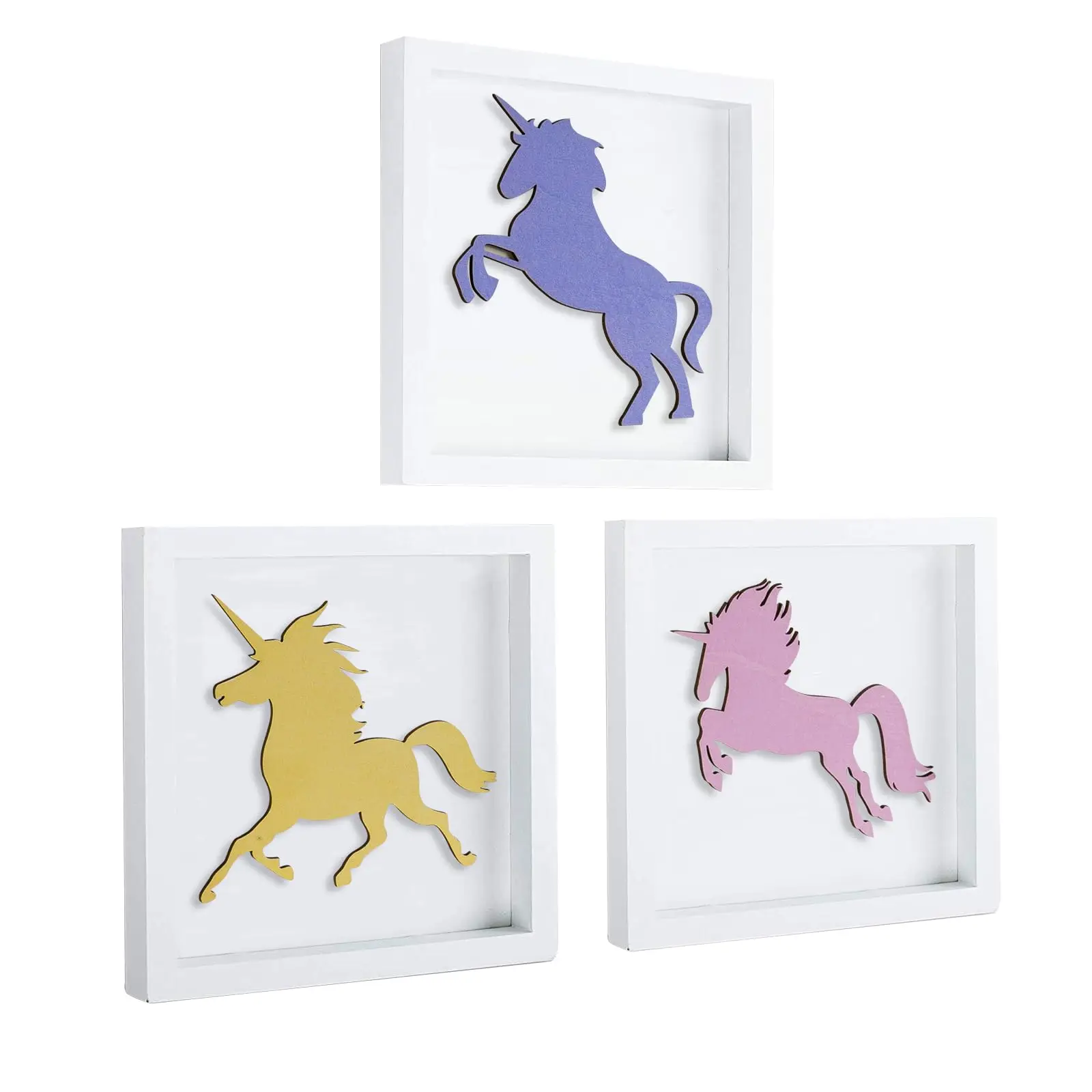 

3D Wooded Framed Wall Decorations Gifts Toddler Room Unicorn Themed Table Sign Plaque Baby Nursery Wall Art Kids Birthday Favors