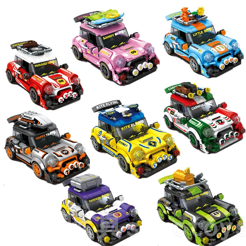 City Speed Champion Rally Racing Building Block Mini Coopers Sport Car BK8 Little Vehicle Brick Figures Toy for Kids Gift