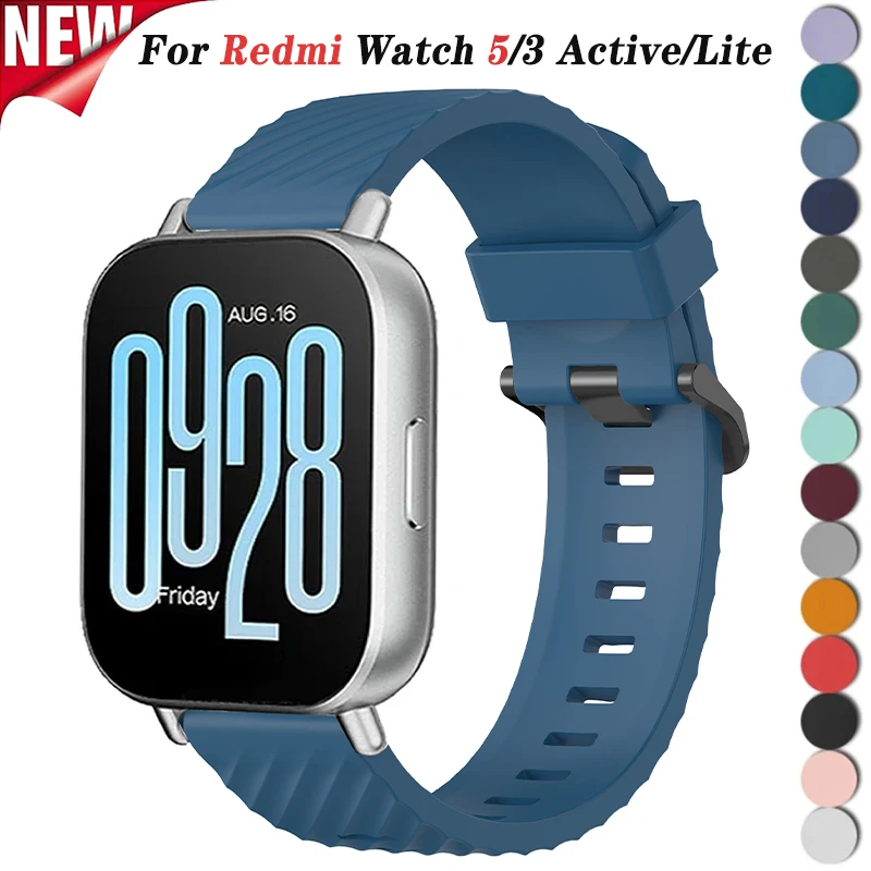 Pulseira de silicone de 22mm para redmi watch 5 active sport pulseira para xiaomi redmi watch 3 active/lite acessórios de pulseira