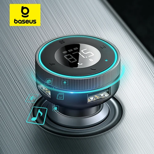 Baseus-transmisor FM para coche, adaptador de música con Bluetooth 5,0, Cargador USB Dual de 3,4a, reproductor MP3, modulador de Radio FM