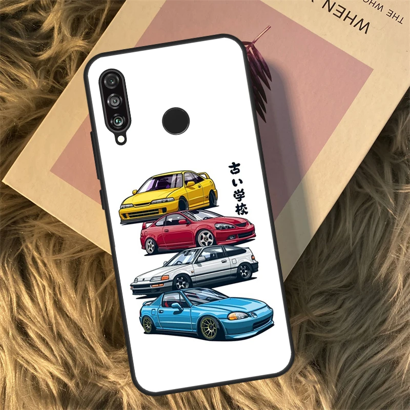 Sport Auto Jdm Drift Case Voor Huawei P30 P20 P50 Pro P40 Lite P Smart 2021 Nova 5T Voor honor X8 X9a 50 70 Cover