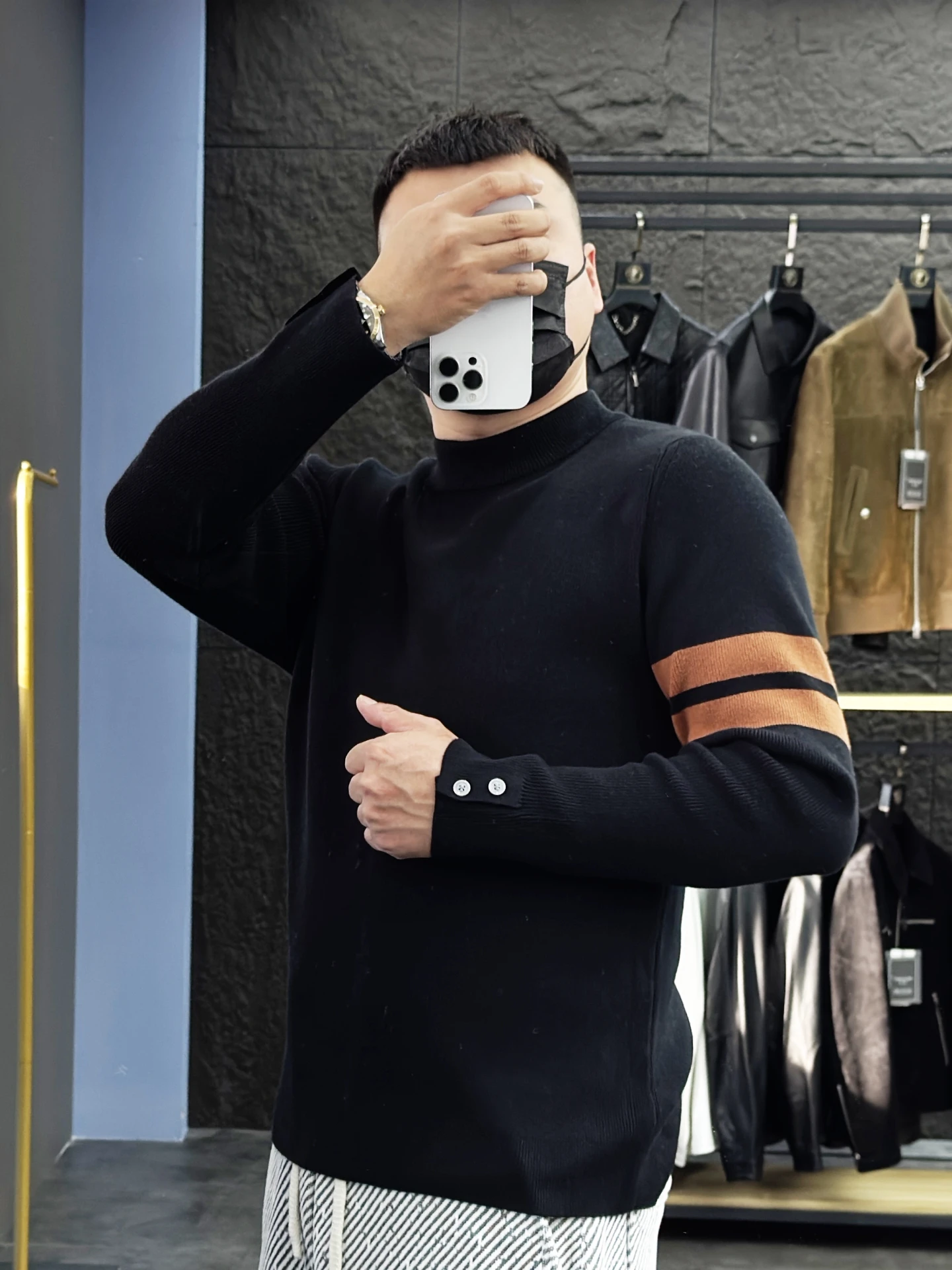 

Pampa& Autumn Winter f High Ne Men's Knitted Sweater Color Blo Warm Comfortable Casual Sle Long Sve Knitwear