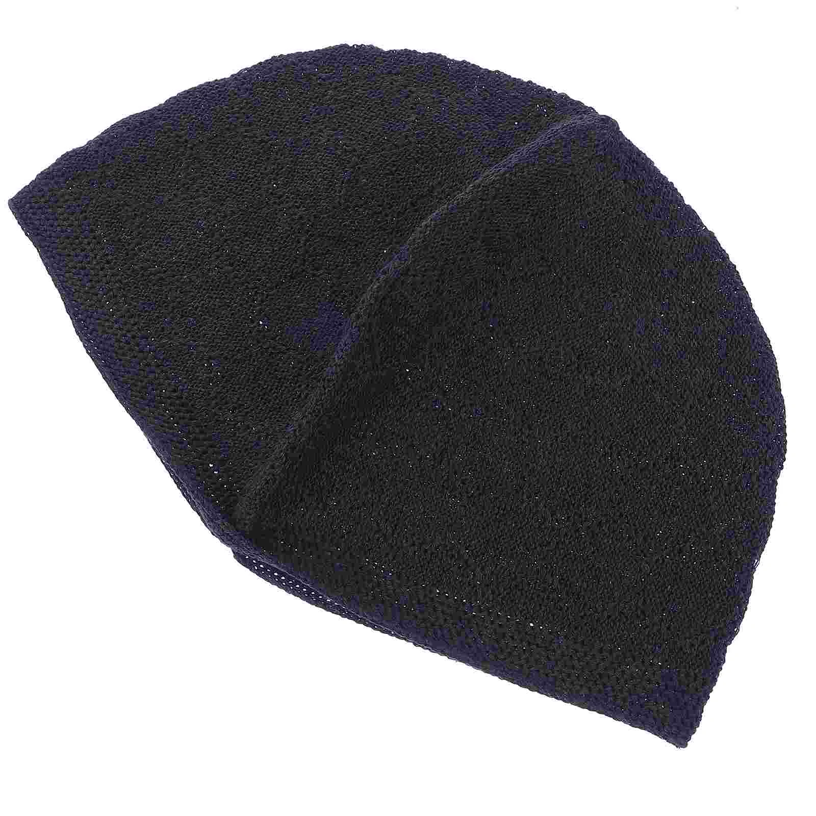 Mens Crochet Hat Jewish Crocheted Line Men's Melon Cap (blue) 1pc Black Muslim Hats for Knitted