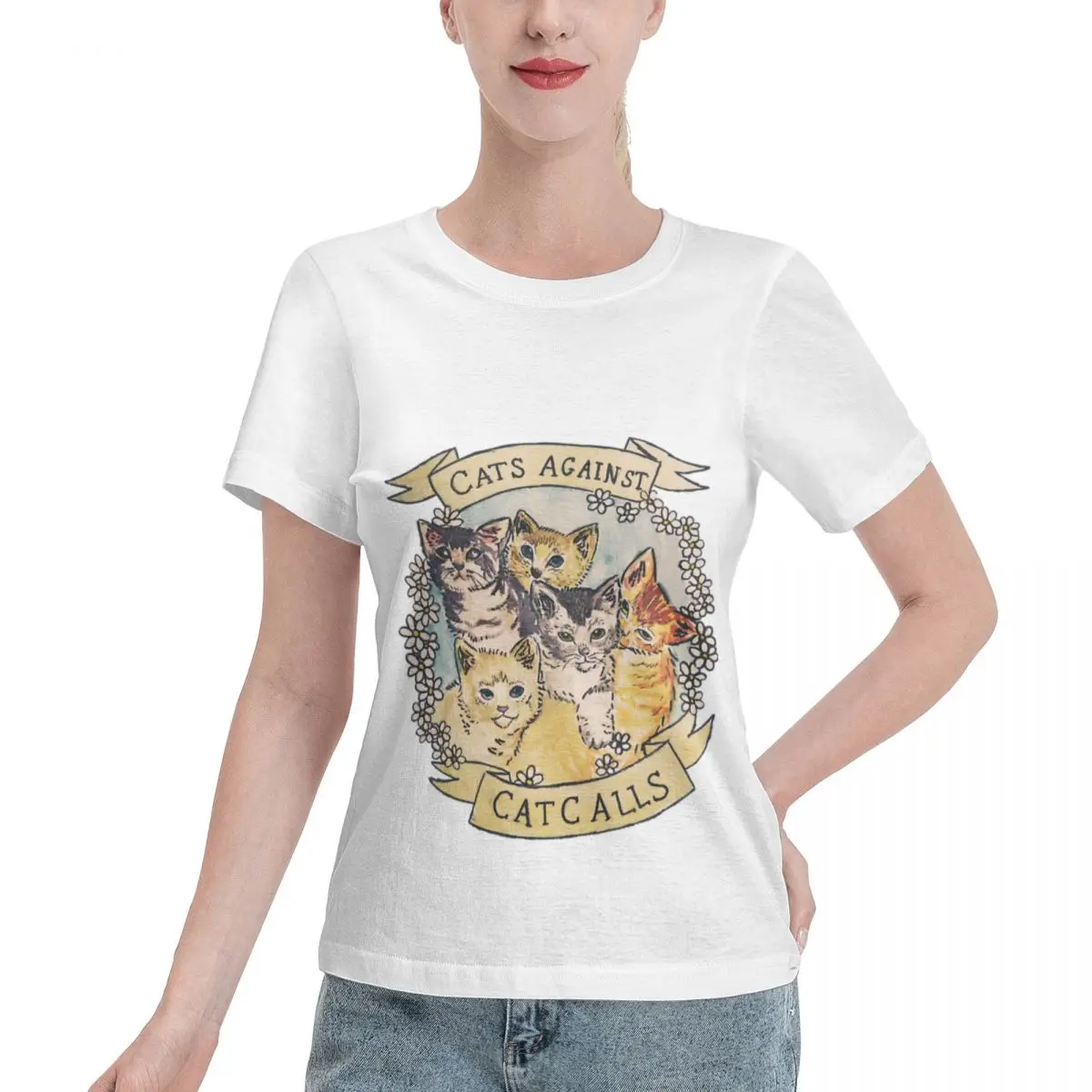 Wardrobe Filler Cats Against Cat Calls ORIGINAL (SEE V2 IN MY SHOP) Women's T-shirt Simple Short Sleeve Casual Top